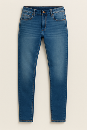 Calça Jeans Masculina Slim Fit Azul Claro Algodão com Elastano
